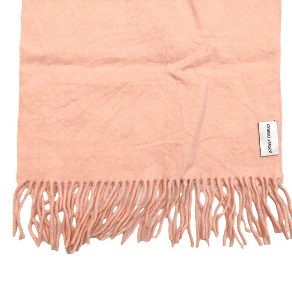 GIORGIO ARMANI Luxury Designer Vintage Logo Embroidered Light Pink Scarf - Picture 12 of 16